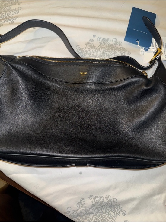 Celine Handbags - Large ROMY Celine Black Leather Shoulder Hobo with Gold Hardware